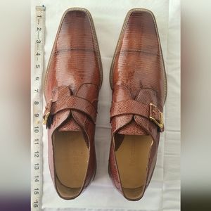 Belvedere Genuine Monk Strap Lizard Loafers Size 14 Tan